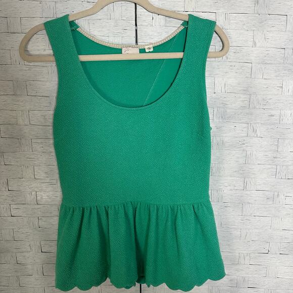 Anthropologie postmark sleeveless blouse scalloped hem V-neck crisscross back - Picture 1 of 7